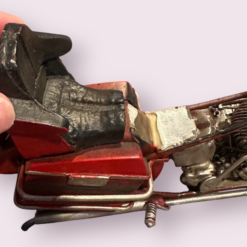 Vintage Red Metal Motorcycle Model Home Decor - Picture 4 of 11